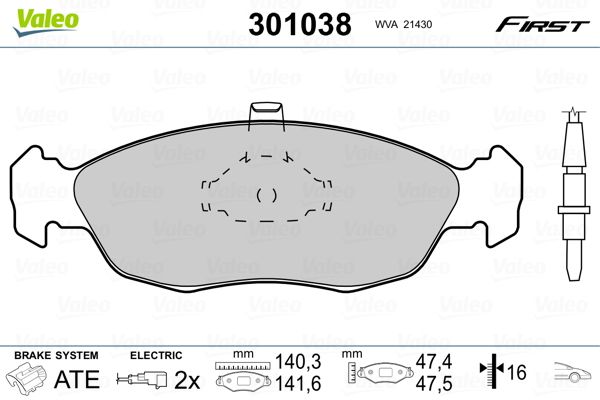 Brake Pad Set, disc brake 301038