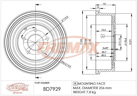 BD-7929 FREMAX fékdob