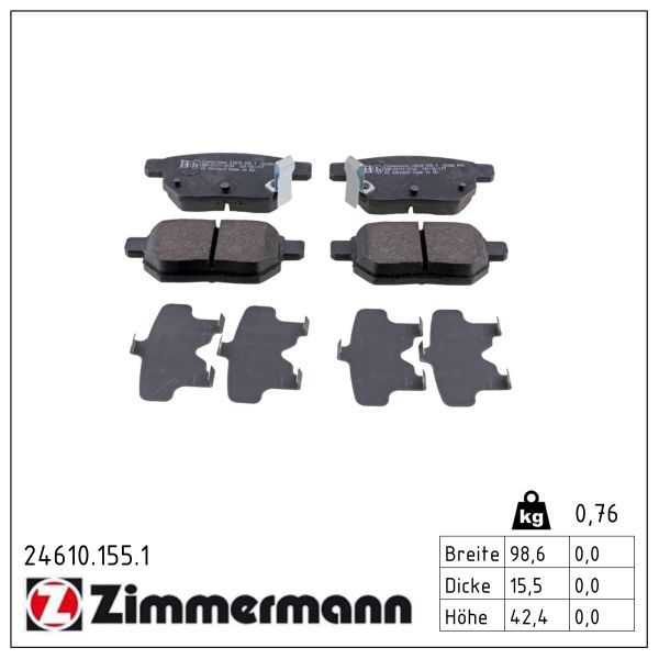 Zimmermann 24610.155.1 Bremsbelagsatz, Scheibenbremse