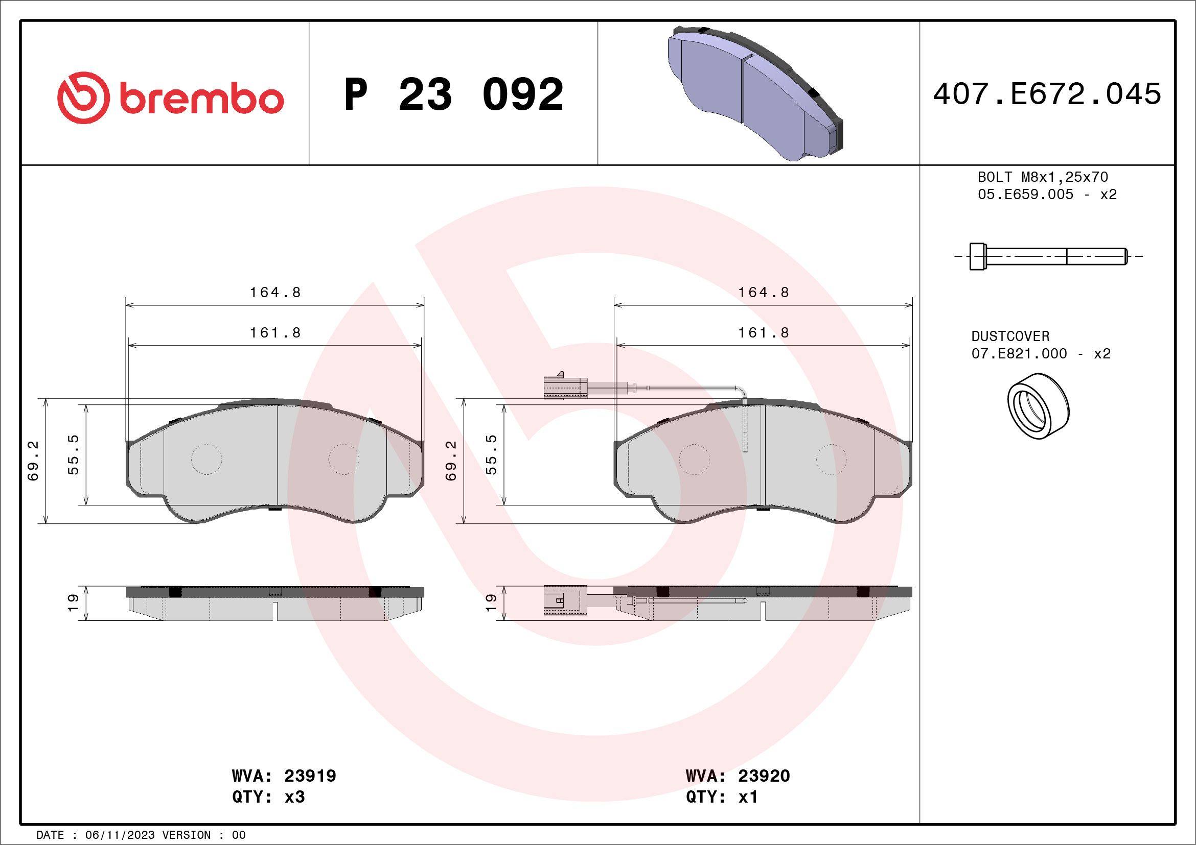 Brake Pad Set, disc brake P 23 092