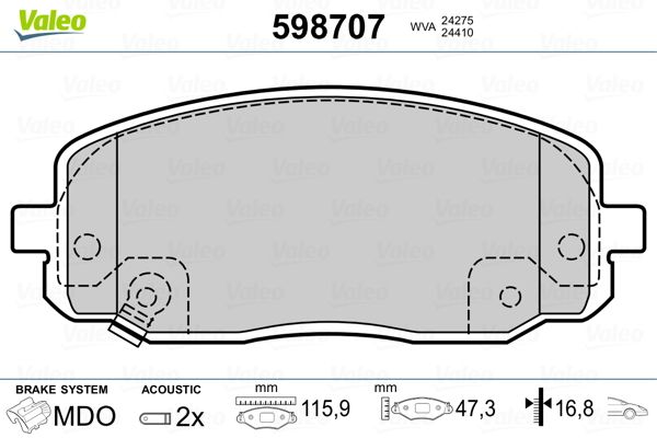 Brake Pad Set, disc brake 598707