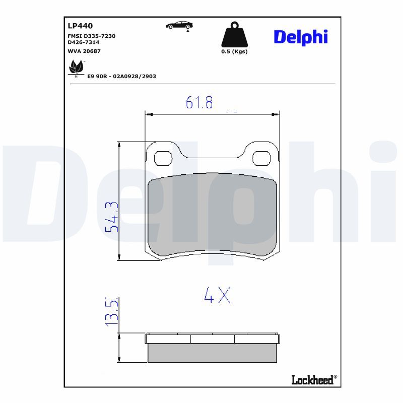 DELPHI LP440 - Bremsbelagsatz, Scheibenbremse