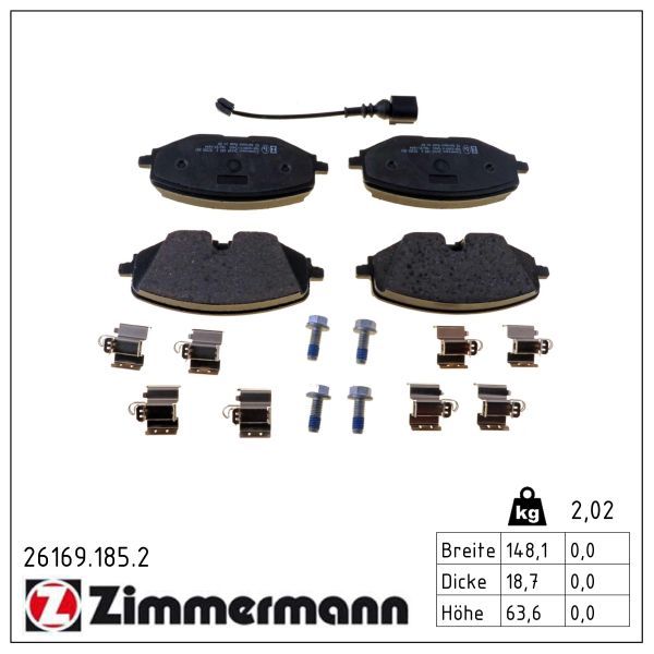 Zimmermann 26169.185.2 Bremsbelagsatz, Scheibenbremse