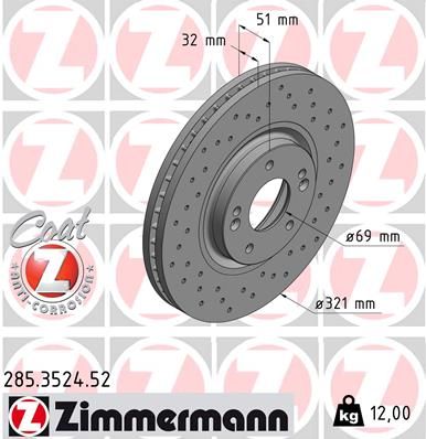 285.3524.52 ZIMMERMANN SPORT Z féktárcsa