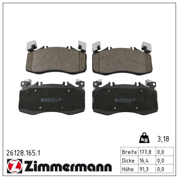 Zimmermann 26128.165.1 Bremsbelagsatz, Scheibenbremse