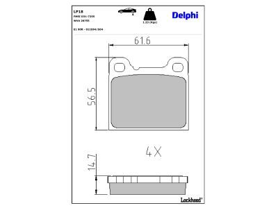 DELPHI LP18 - Bremsbelagsatz, Scheibenbremse