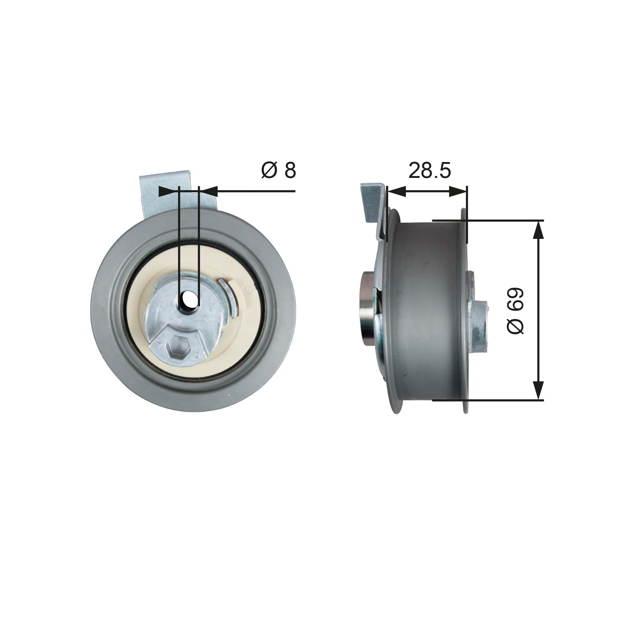 Tensioner Pulley, timing belt T43242