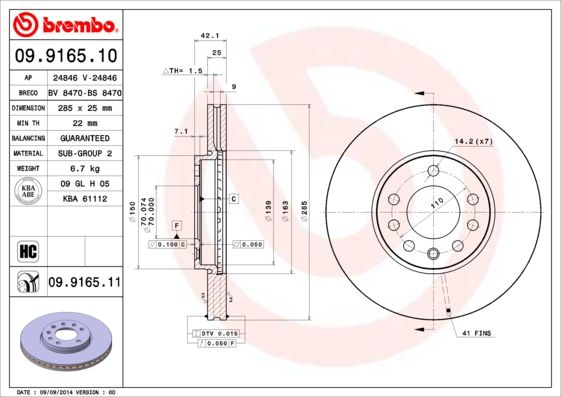 Brake Disc 09.9165.11