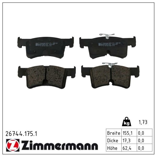 Zimmermann 26744.175.1 Bremsbelagsatz, Scheibenbremse