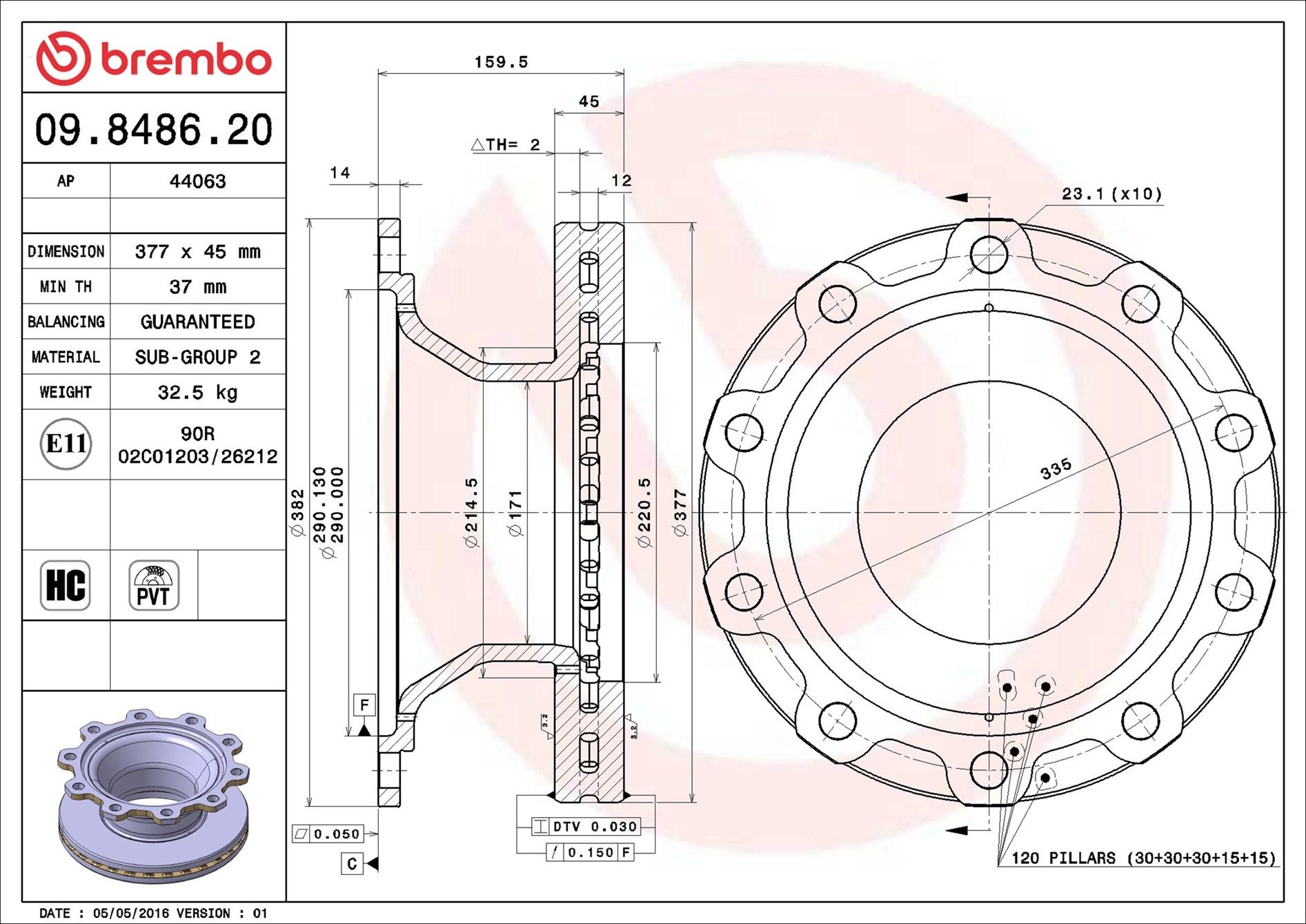 09.8486.20 BREMBO PRIME LINE féktárcsa