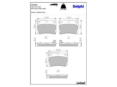 DELPHI LP1546 - Bremsbelagsatz, Scheibenbremse