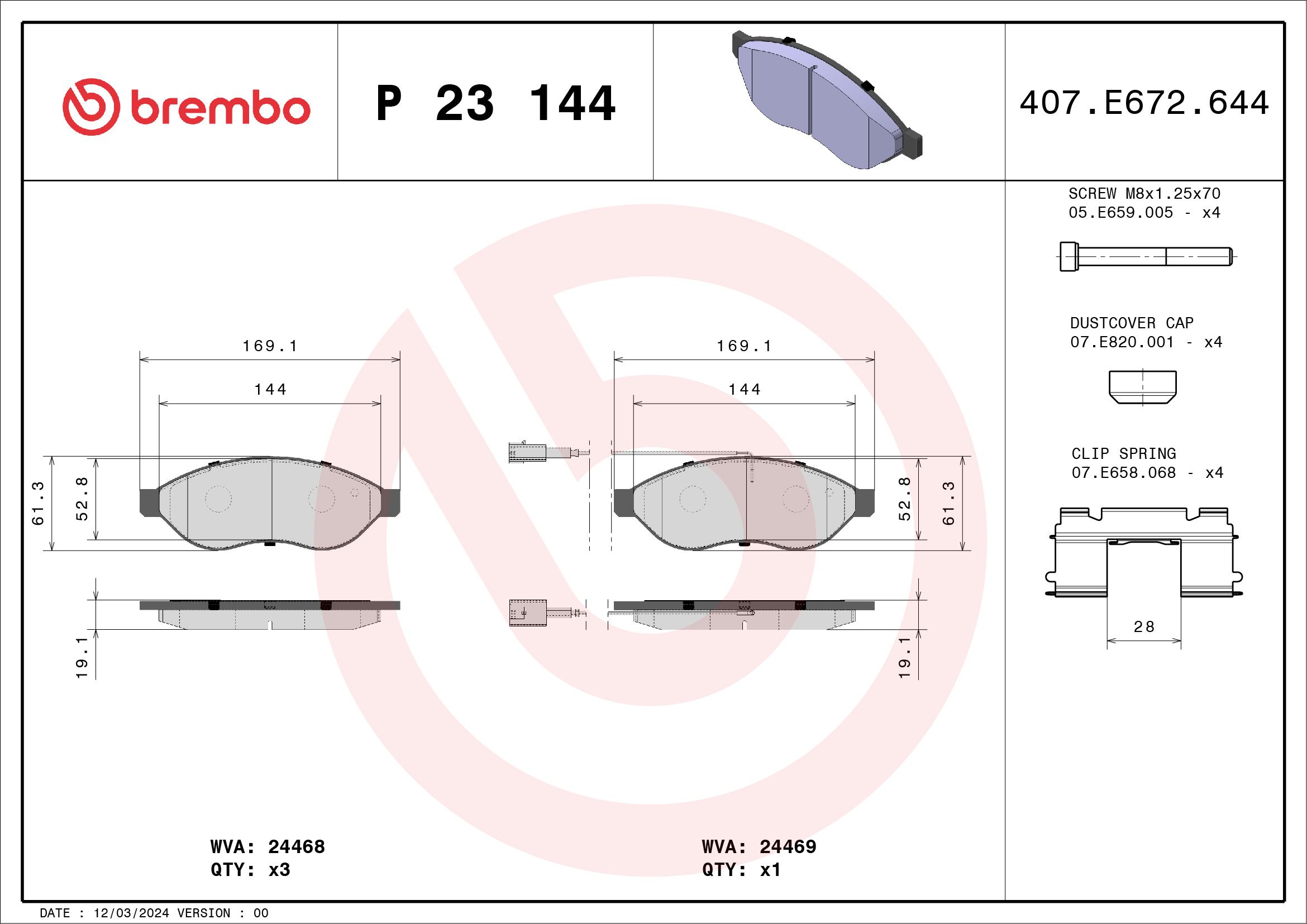 Brake Pad Set, disc brake P 23 144