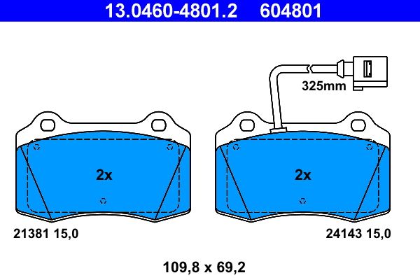 Brake Pad Set, disc brake 13.0460-4801.2