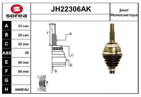 KIT CV JOINT AVEC KR053 - SAAB