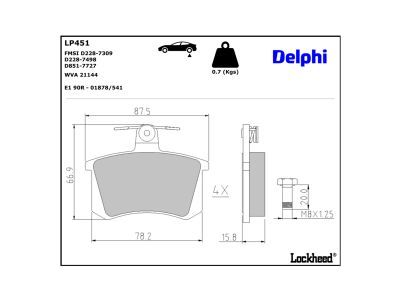 DELPHI LP451 - Bremsbelagsatz, Scheibenbremse