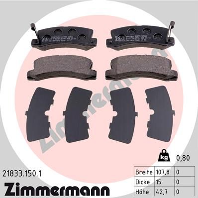 21833.150.1 ZIMMERMANN fékbetétkészlet, tárcsafék
