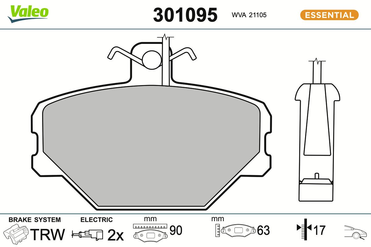 VALEO 301095 - Bremsbelagsatz, Scheibenbremse