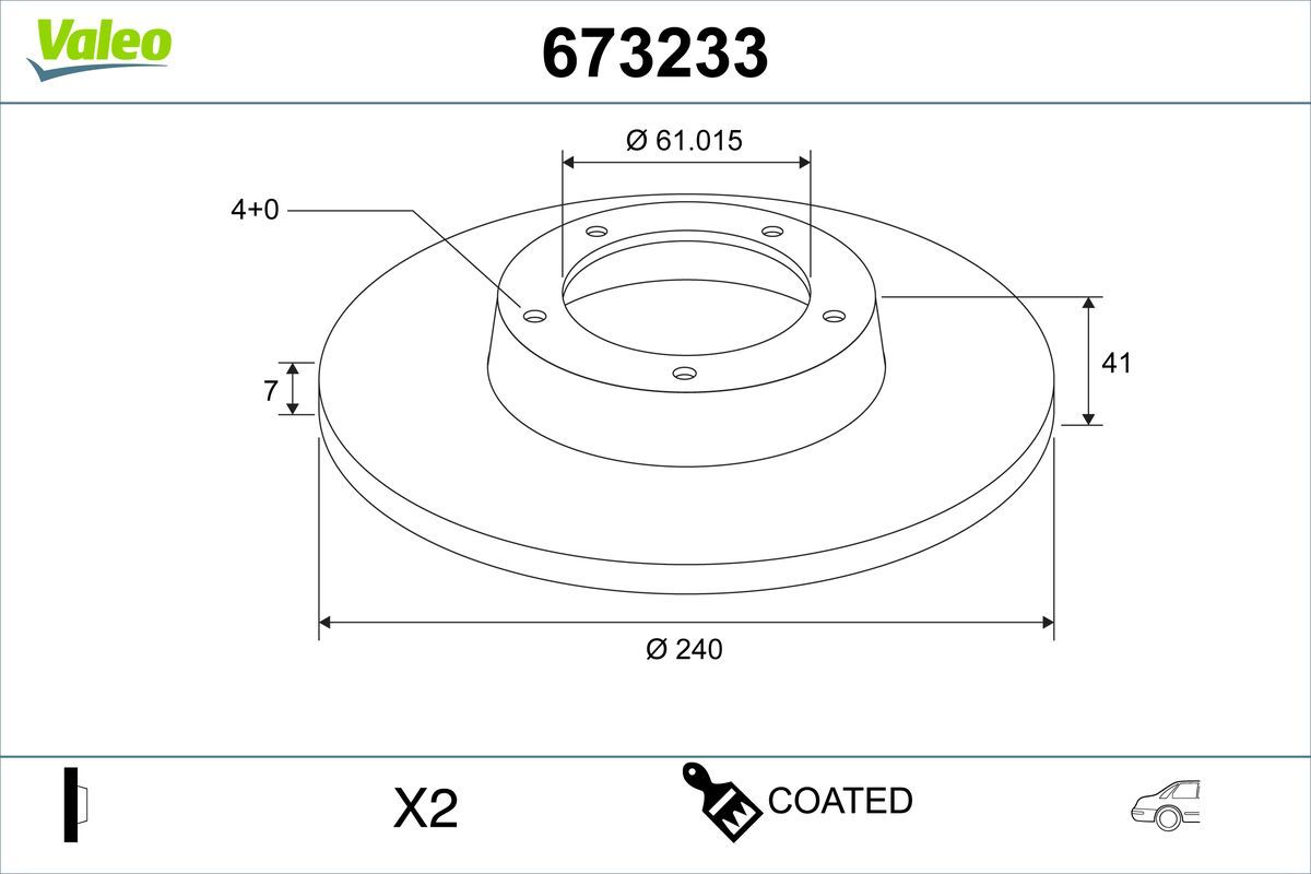 673233 VALEO COATED féktárcsa