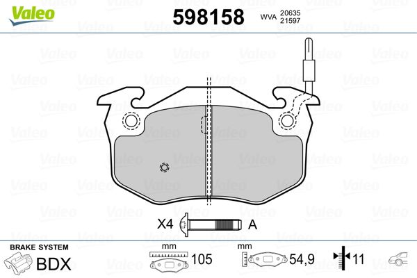 Brake Pad Set, disc brake 598158