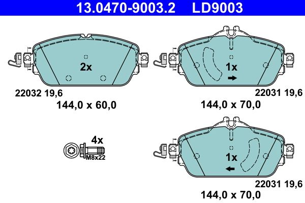 Комплект тормозных колодок, дисковый тормоз 13.0470-9003.2