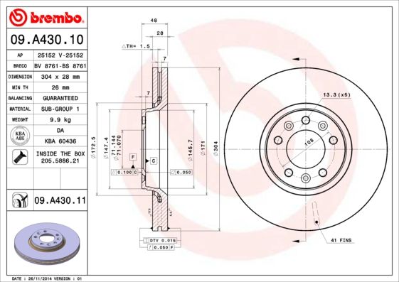 Brake Disc 09.A430.11