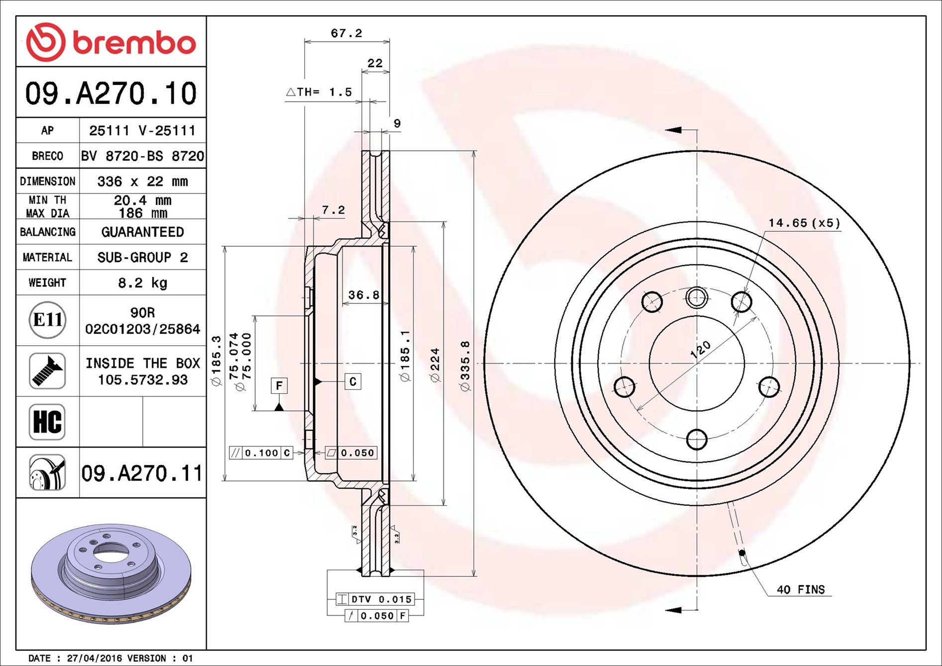 BMW 320D E90 10-12 (RR) - TecDoc 1