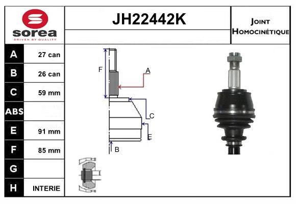 KIT CV JOINT AVEC KR026 - ALFA 166