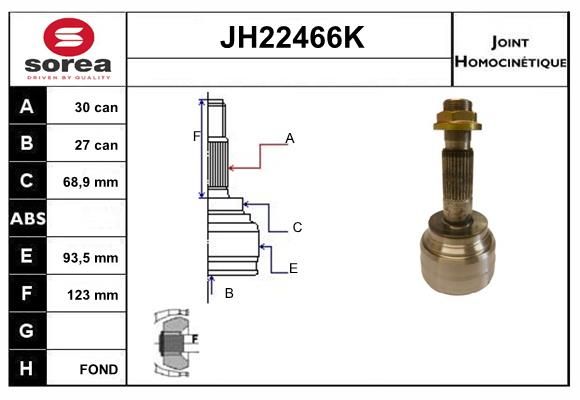 KIT CV JOINT AVEC KR026 - TOYOTA 4-