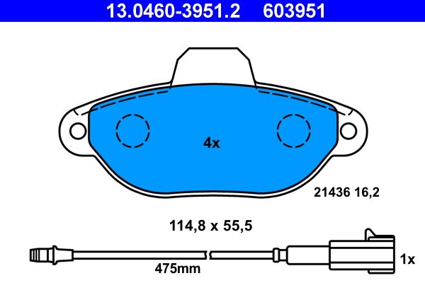 Brake Pad Set, disc brake 13.0460-3951.2