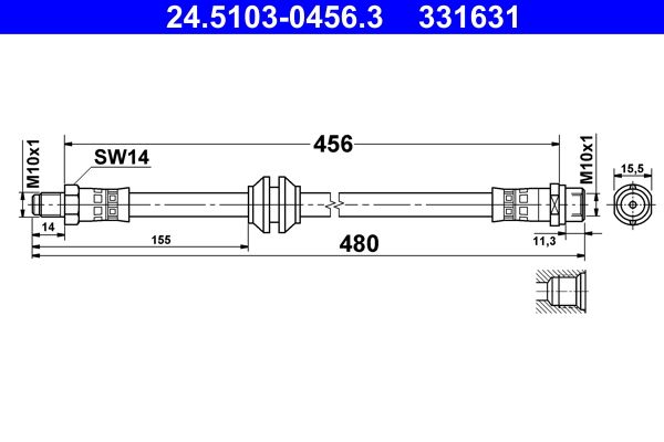 ATE 24.5103-0456.3 Brake Hose