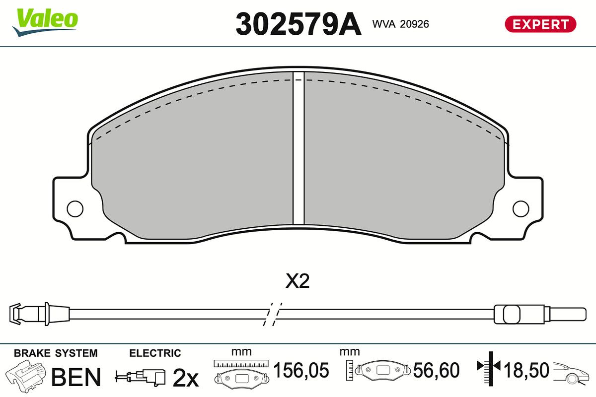 VALEO 302579A - Bremsbelagsatz, Scheibenbremse