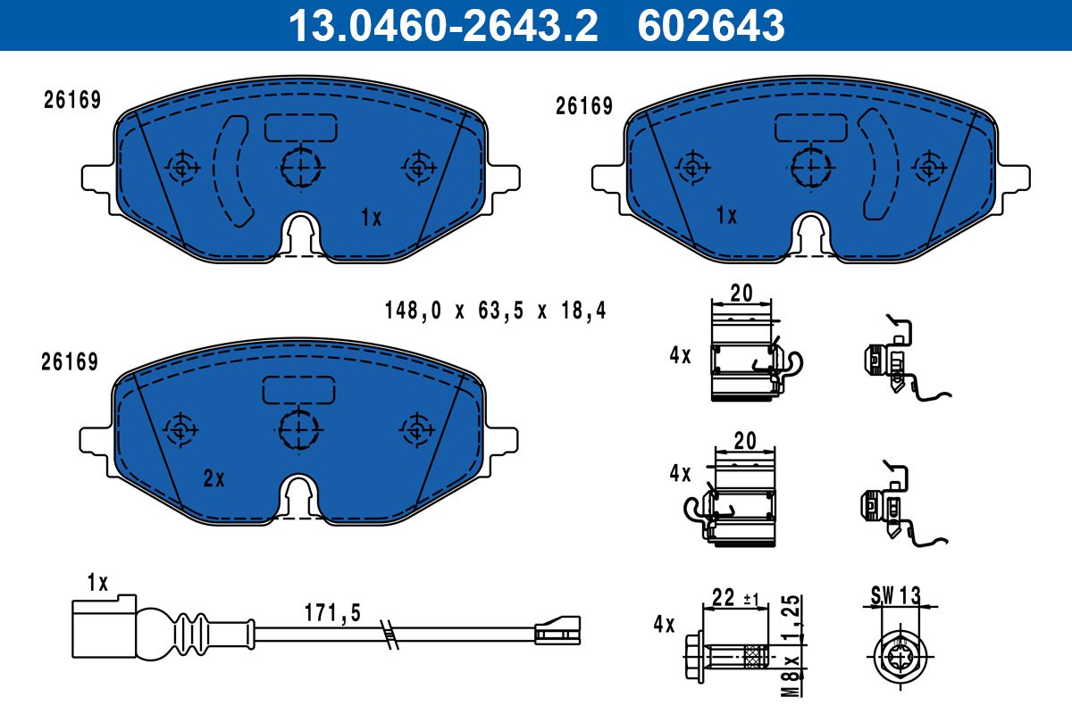 Brake Pad Set, disc brake 13.0460-2643.2