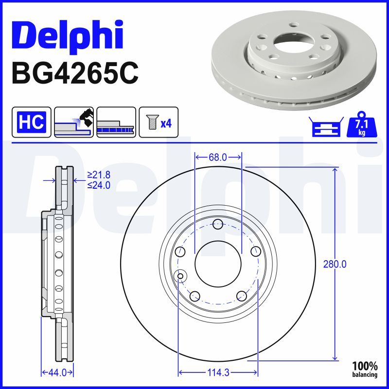 DELPHI BG4265C - Bremsscheibe