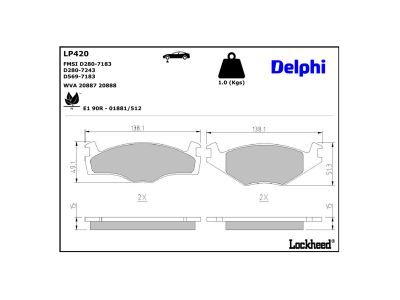 DELPHI LP420 - Bremsbelagsatz, Scheibenbremse