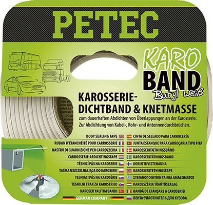 PETEC KARO - BAND, KAROSSERIEDICHTBAND, BUTHYL, FLACH, WEISS, 20 MM X 2 MM X 3 M
