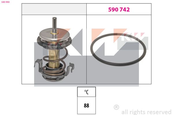 580 990 KW Made in Italy - OE Equivalent termosztát, hűtőfolyadék