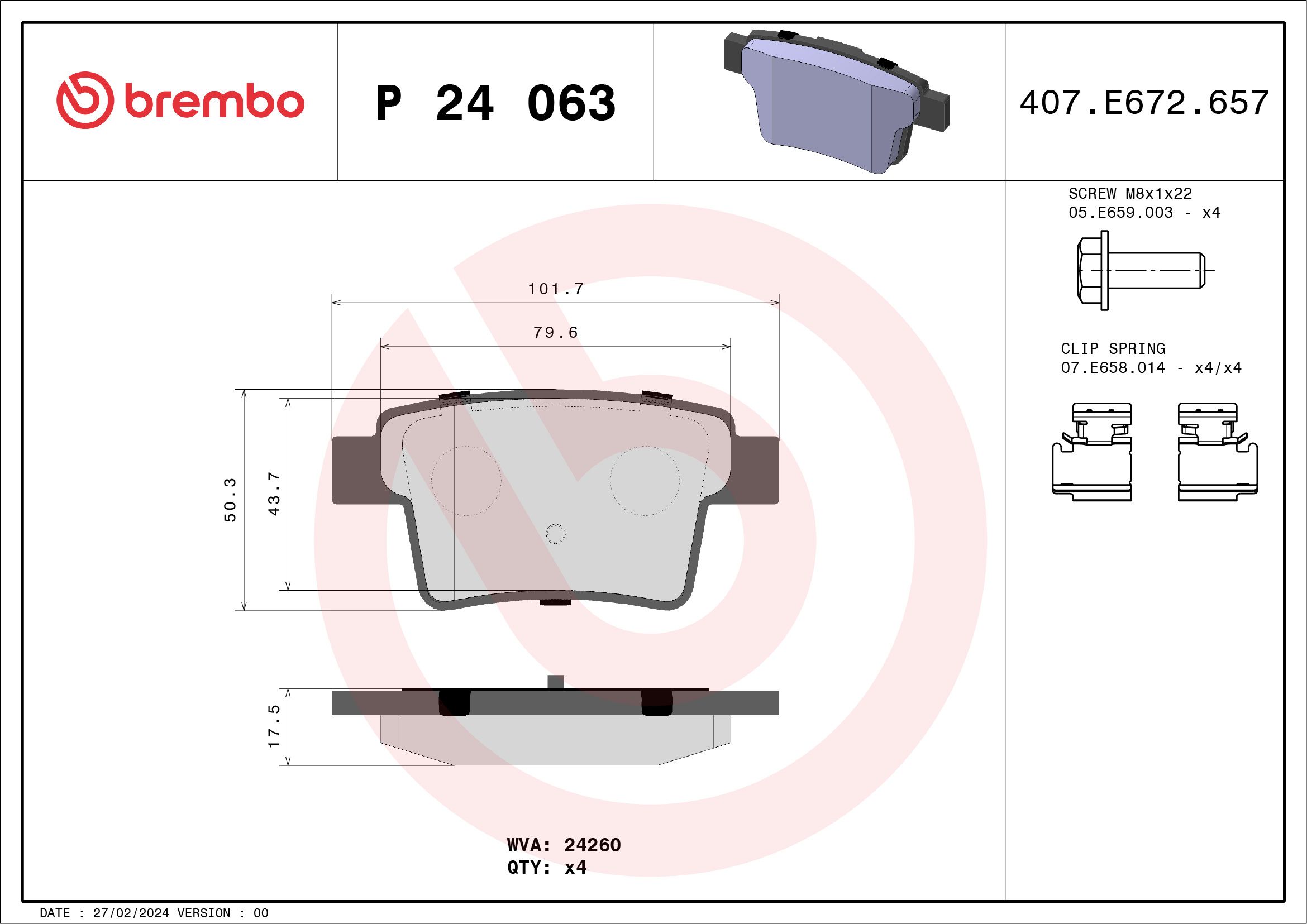 Brake Pad Set, disc brake P 24 063