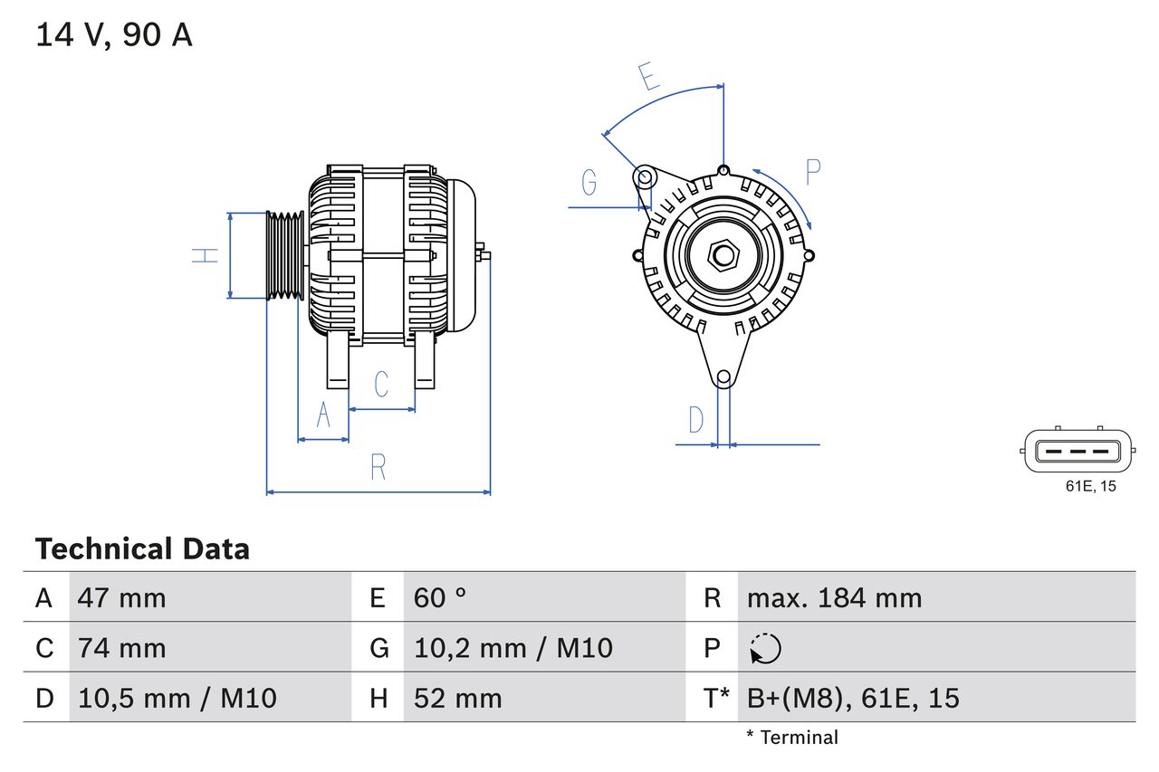 Alternator 0 986 041 190