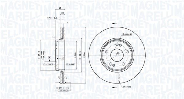 360406008601 MAGNETI MARELLI féktárcsa