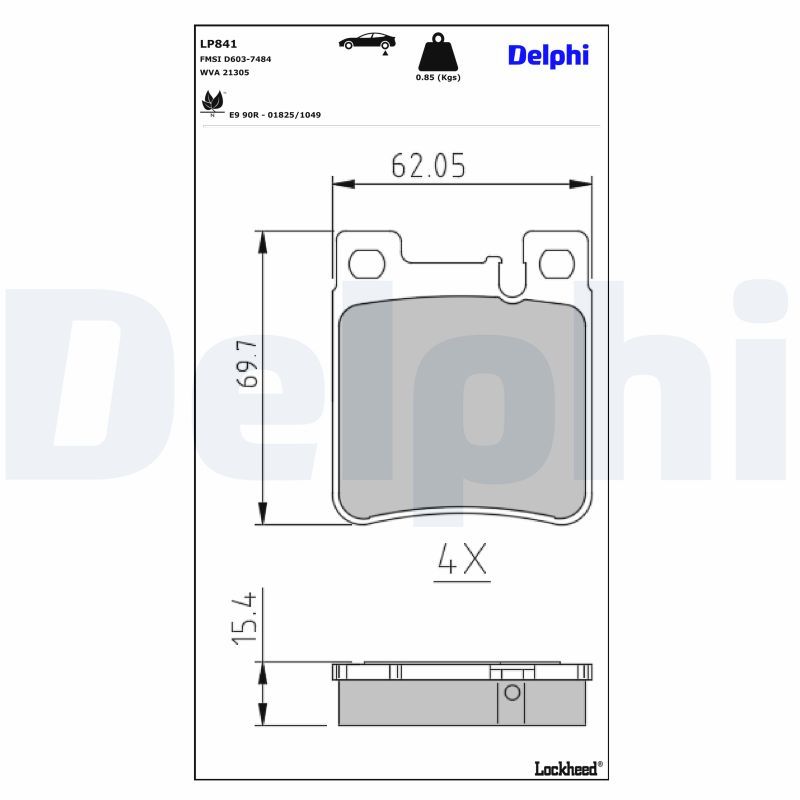 DELPHI LP841 - Bremsbelagsatz, Scheibenbremse