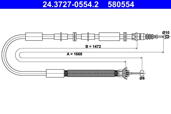 Cable Pull, parking brake 24.3727-0554.2