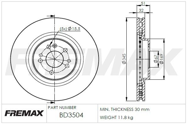 BD-3504 FREMAX féktárcsa
