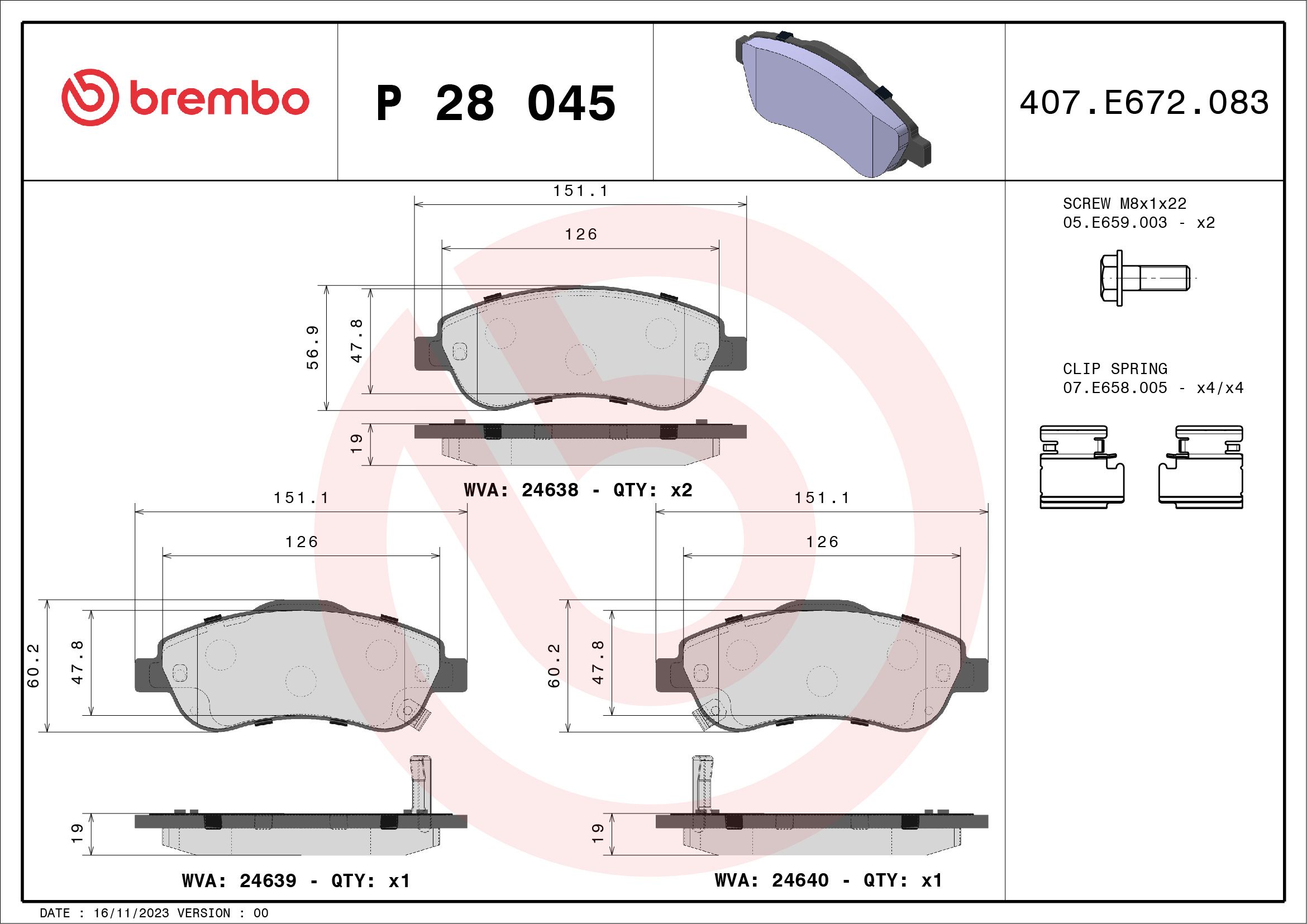 Brake Pad Set, disc brake P 28 045