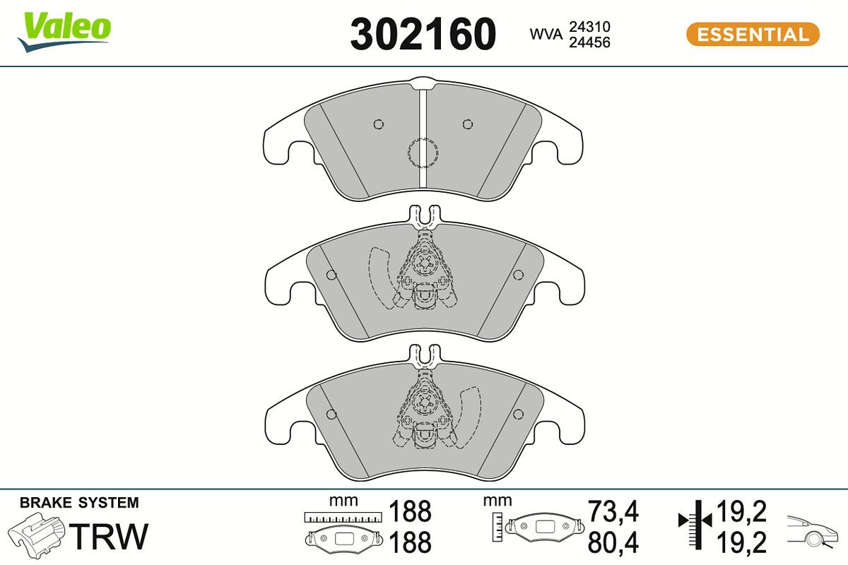 VALEO 302160 - Bremsbelagsatz, Scheibenbremse