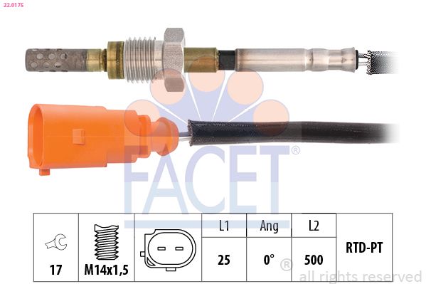 22.0175 FACET Made in Italy - OE Equivalent Érzékelő, kipufogógáz-hőmérséklet