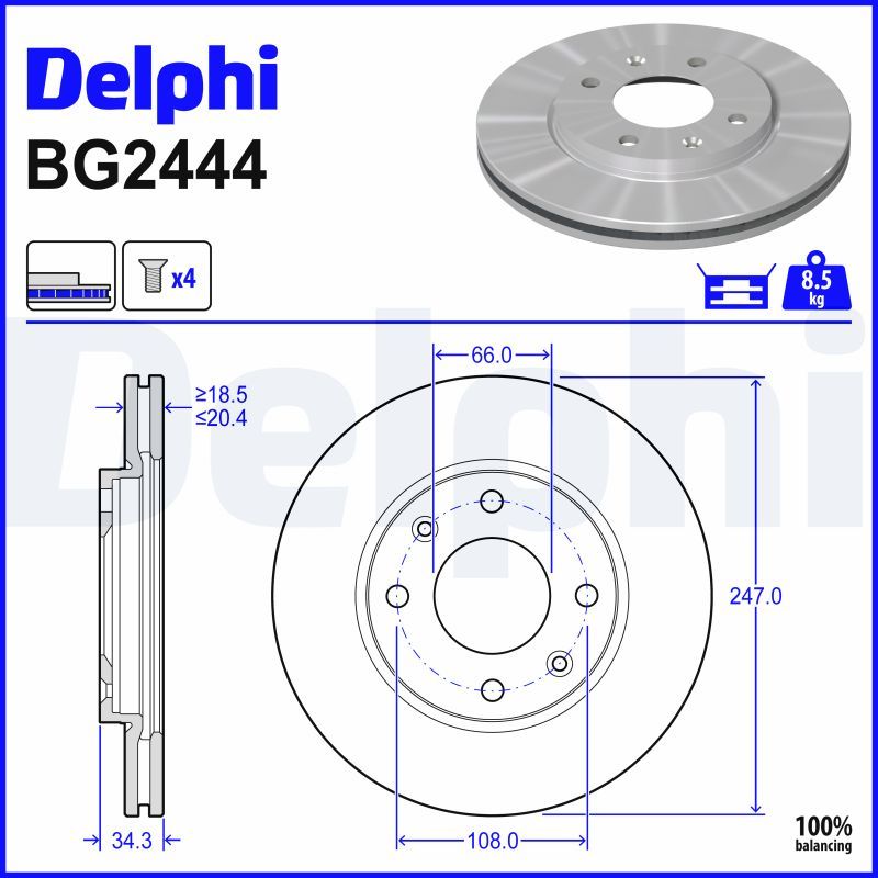 DELPHI BG2444 - Bremsscheibe