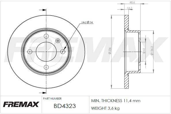 BD-4323 FREMAX féktárcsa