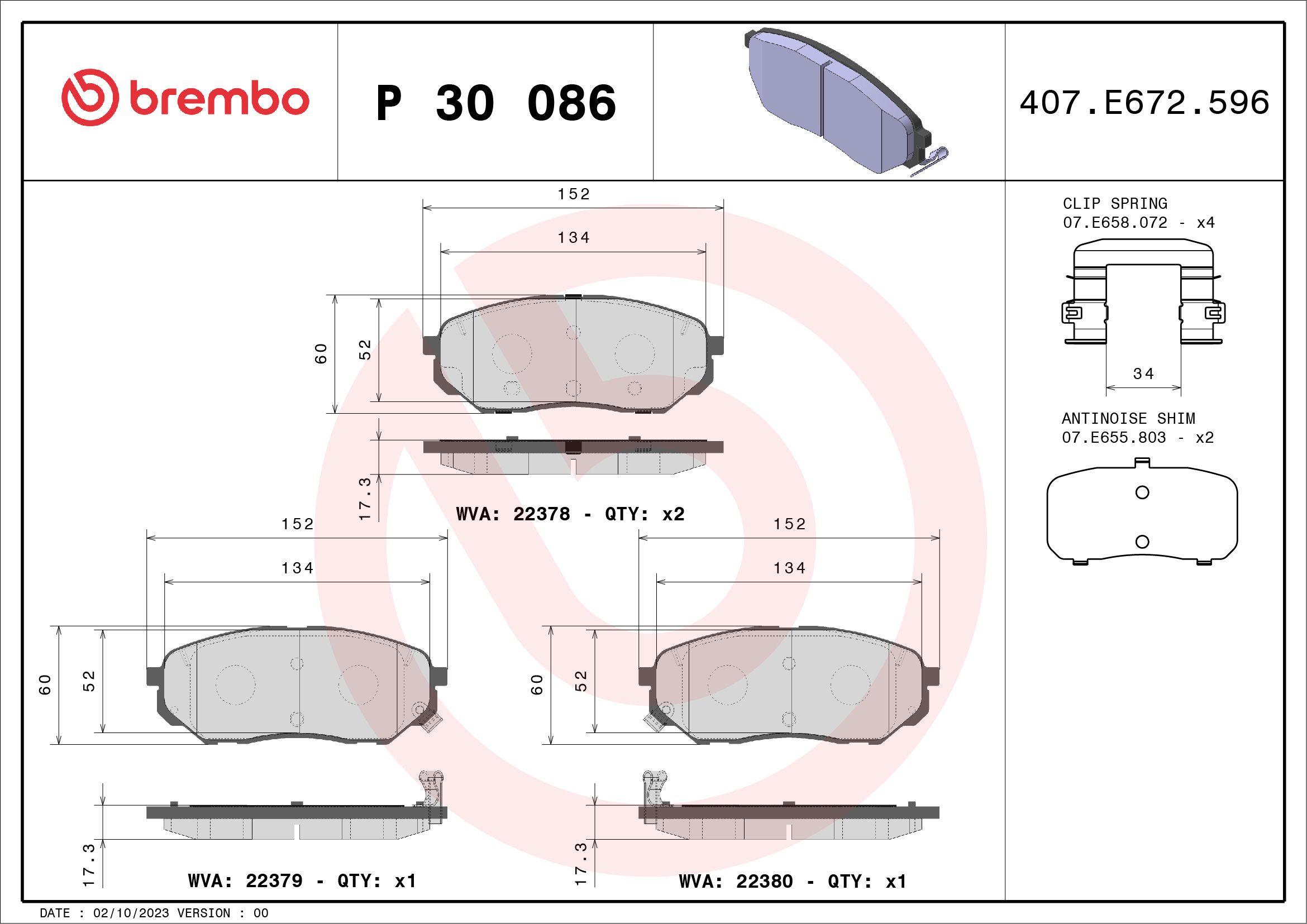 Brake Pad Set, disc brake P 30 086