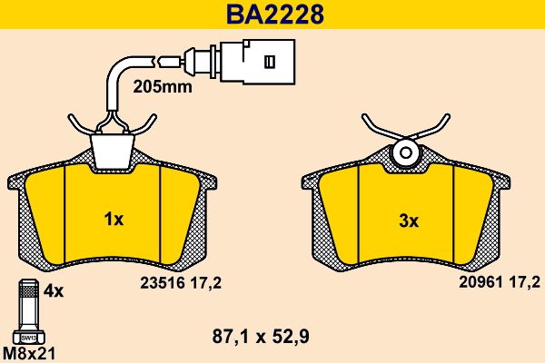 Bremsbelagsatz, Scheibenbremse
