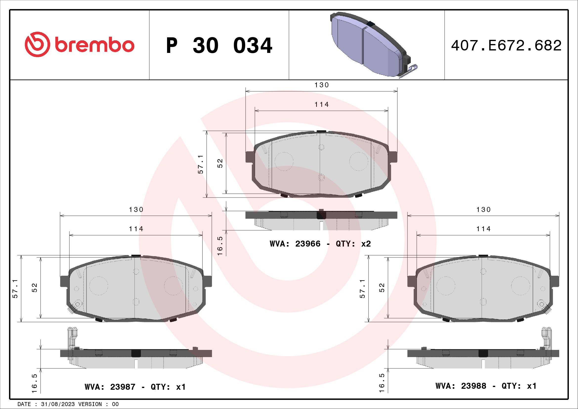 Brake Pad Set, disc brake P 30 034